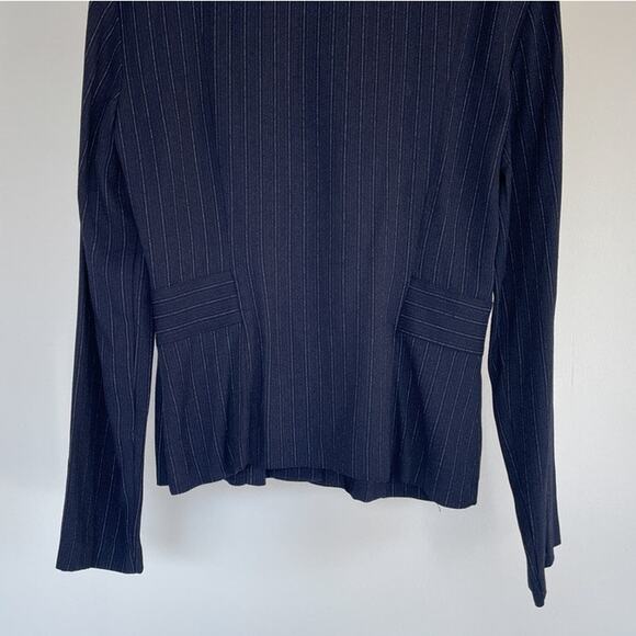 Vtg 90s Blue Pin Striped Fitted Blazer Jacket ALL THAT JAZZ Office Siren Sz 9/10 - Picture 6 of 8